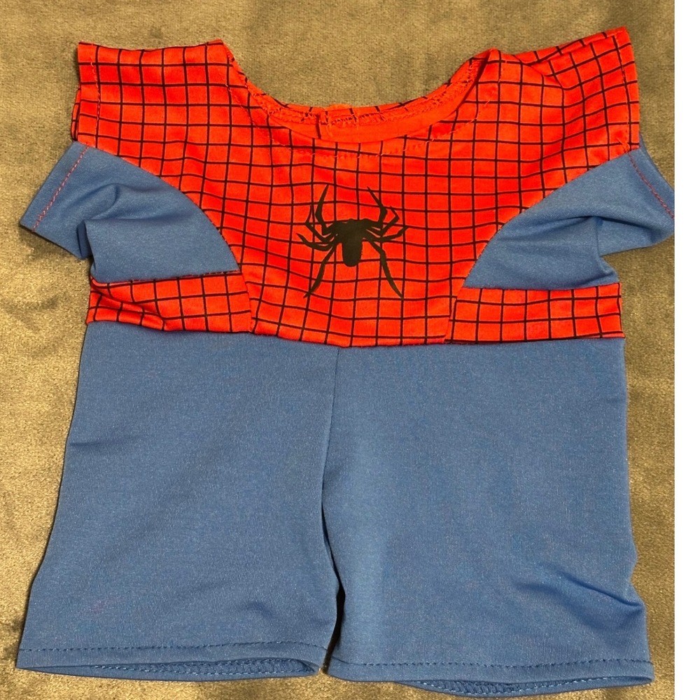 Teddy Mountain Spider Hero Plush Outfit Red Blue Superhero Costume for Bears